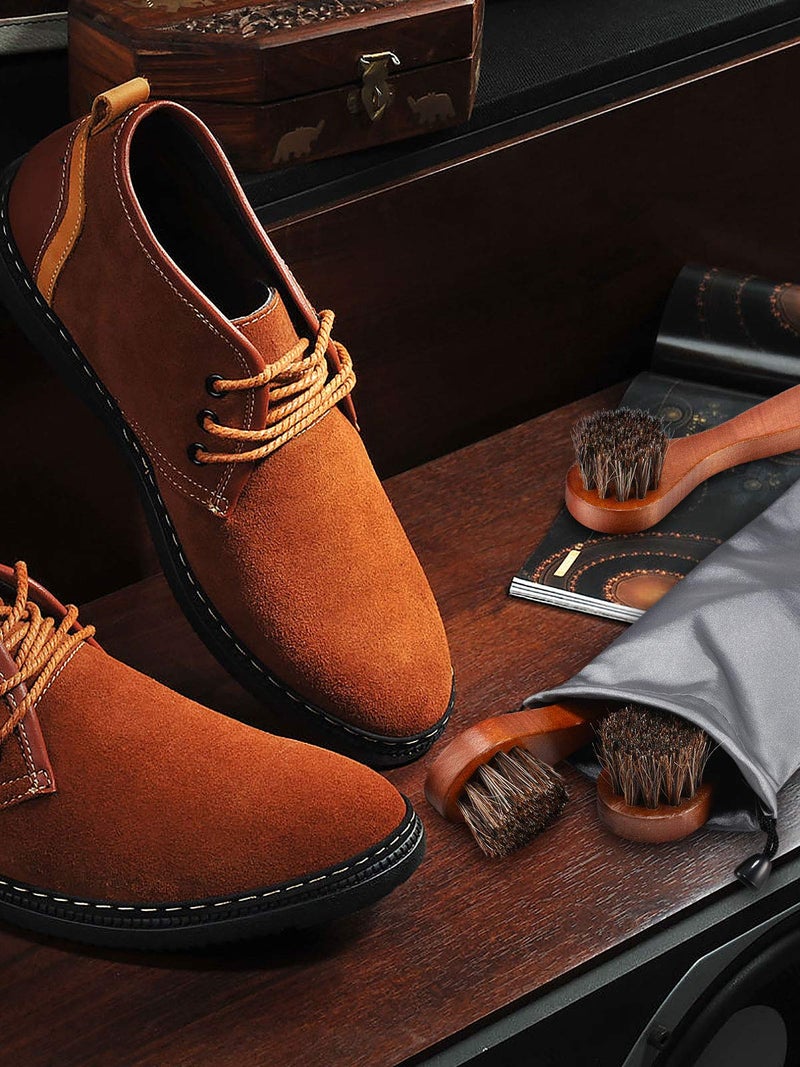 Youngjoy 6 Pieces Horsehair Shine Shoes Brush kit Polish Dauber Applicators, Brown, 6 x 1.5 inches - Image 5